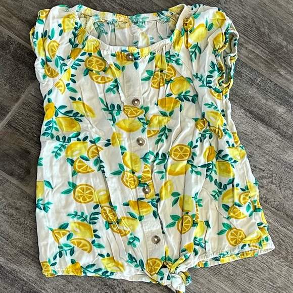 Wonder Nation Lemon Print‎ Button Tie-Front Top Girls Size M (7-8) - Picture 1 of 4